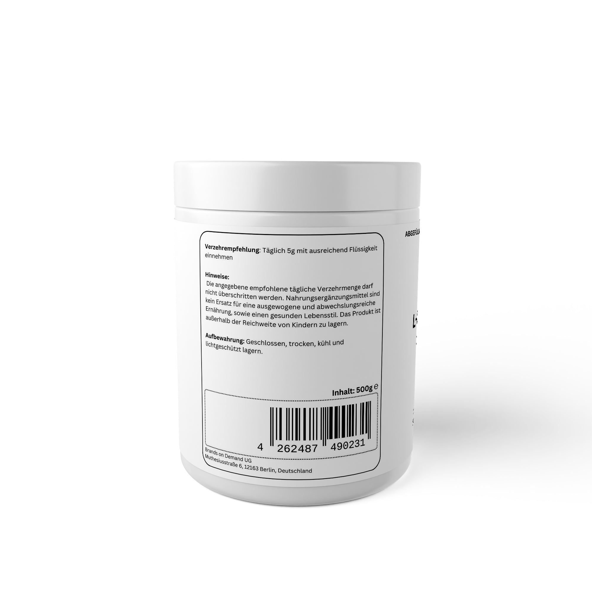 100% L-Glutamin Dose (500g)